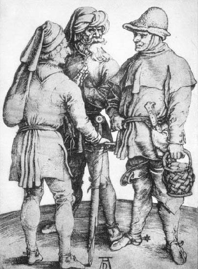 Albrecht Durer Three Peasants in Conversation oil painting image